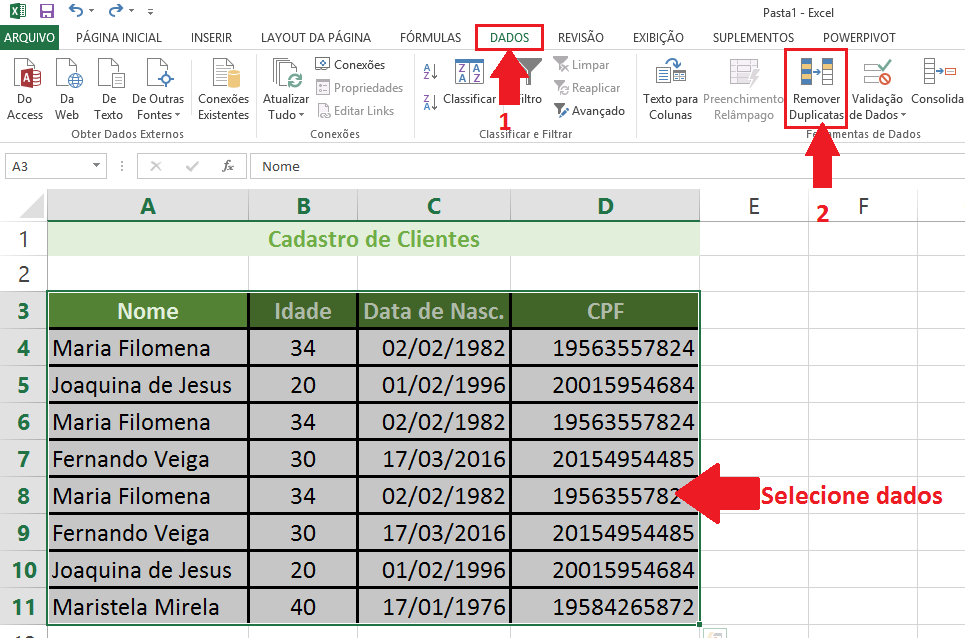 Como Remover Linhas Duplicadas No Excel 2013 Blog De Informática Cursos Microcamp 2173