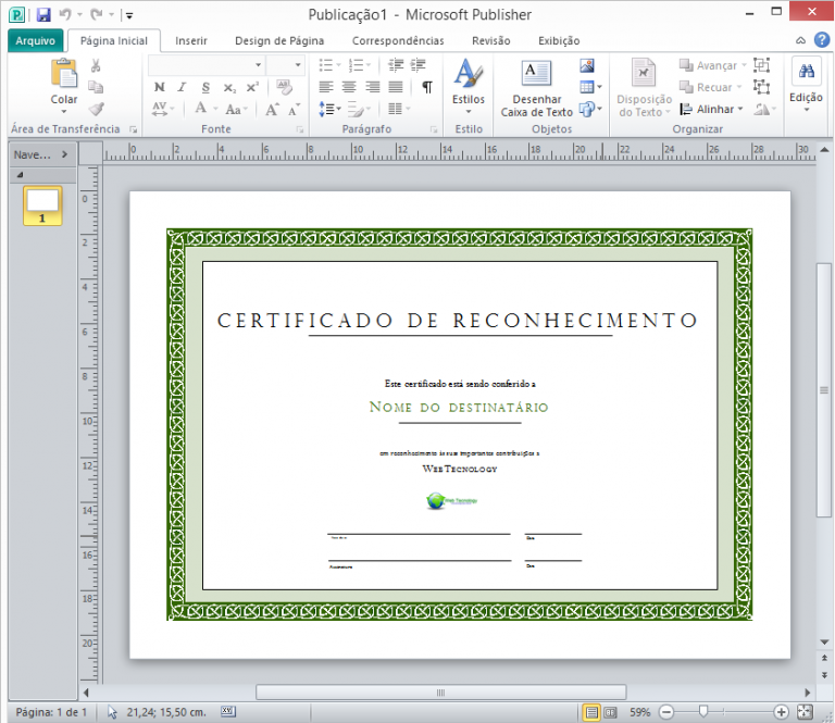 Como Criar Um Certificado No Publisher 2010 Blog De Informática Cursos Microcamp 3072